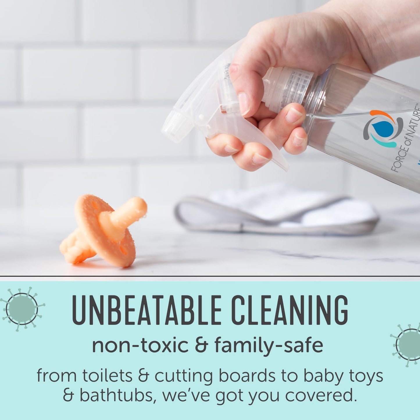 Force of Nature Multi-Purpose Cleaner & Deodorizer Extra Value Bundle - Reusable Bottle, 25 Refills - EPA Registered, Toxin-Free All-Purpose Natural Cleaning Supplies