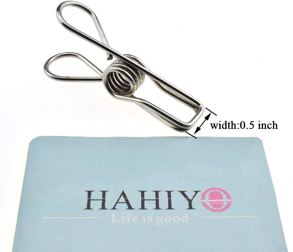 HAHIYO Clothespins Chip Clips All Metal Stainless Steel No Rust Stains Strong Grip in Heavy Wind 2 Inches 24 Pack Do Not Fall Apart Open Wide for Holding Clothes Snack Bag Clamps