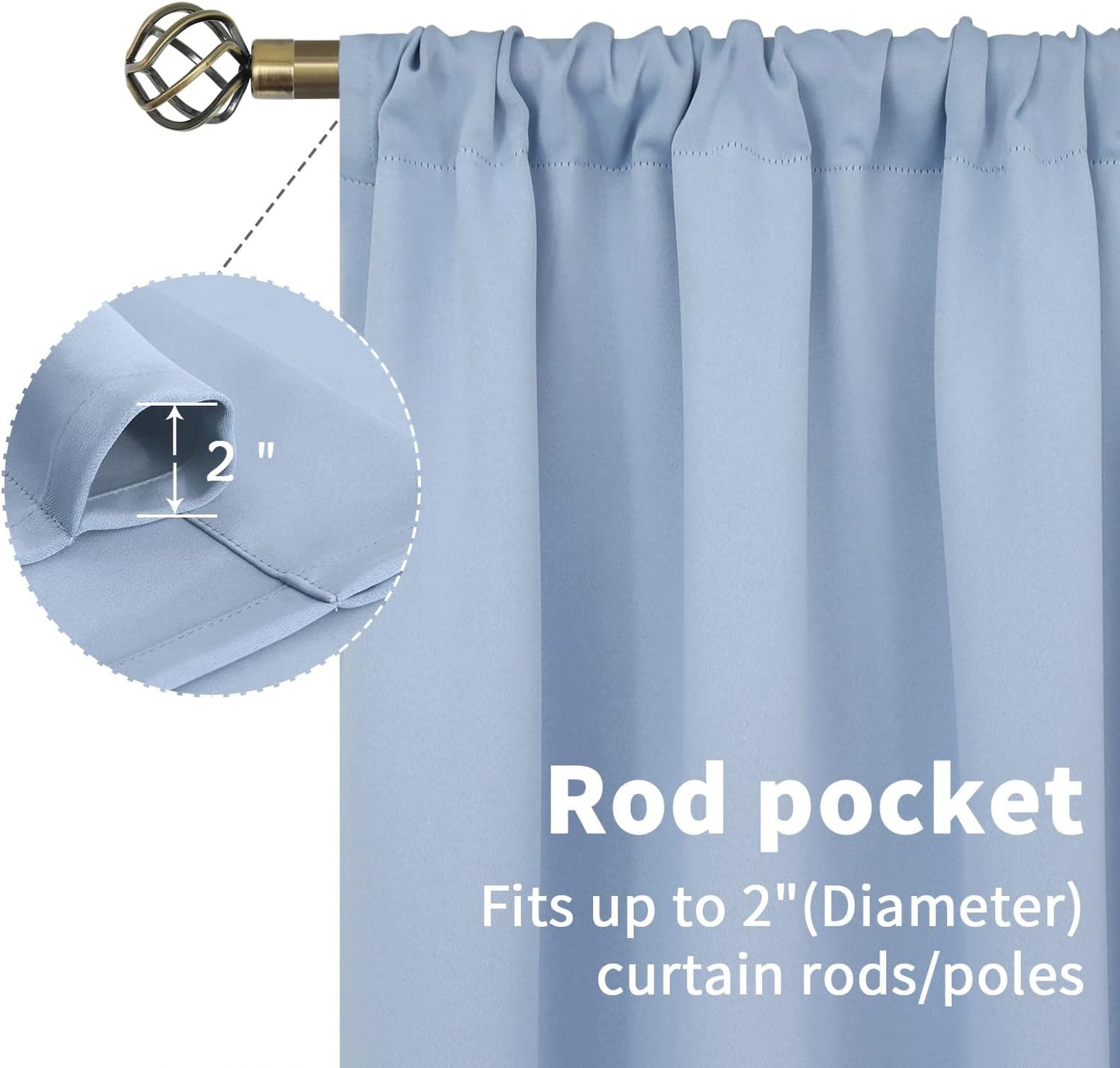 BGment Baby Blue Room Darkening Curtains 84 Inch Length for Bedroom - Rod Pocket Thermal Insulated Drapes for Living Room Boy Privacy Shading, 52 x 84 Inch, 2 Panels