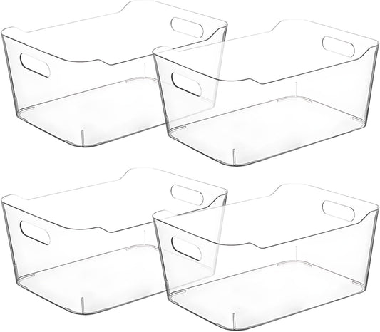 Small Clear Plastic Storage Bins, Perfect for Organization or Pantry and, Fridge Organizer, Cabinet Organizers