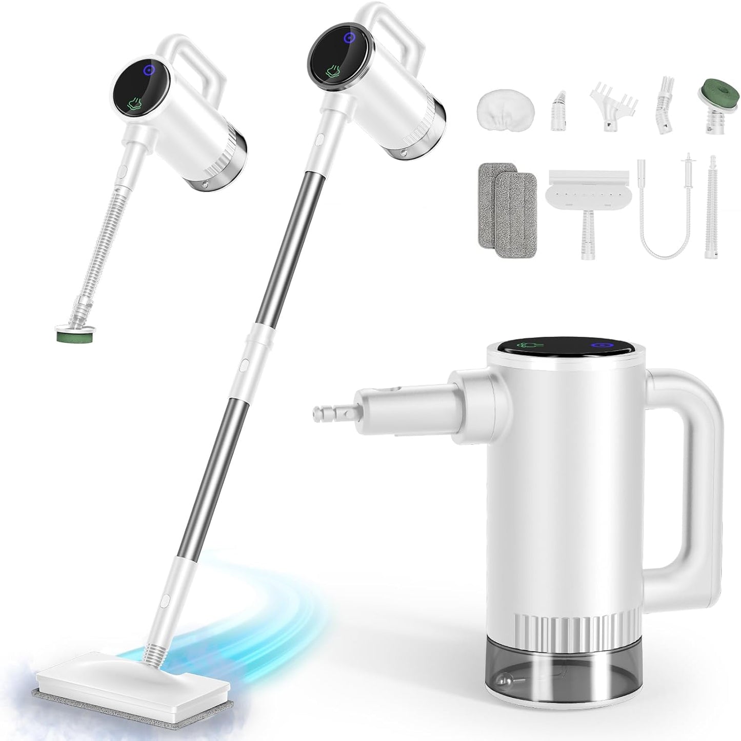 11-in-1 Steam Mop - Detachable Handheld Steam Cleaner with 500mL Tank, 260℉ Floor Steamer for Hardwood, Tile, Grout, Windows, Bath & Kitchen - 3-Level Steam Control, Multi-Purpose Floor Steam Cleaner