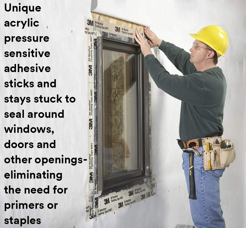 3M All Weather Flashing Tape 8067-3" x 75ft, Waterproof Seals for Doors, Windows in Wood Frame Construction (Pack of 12)