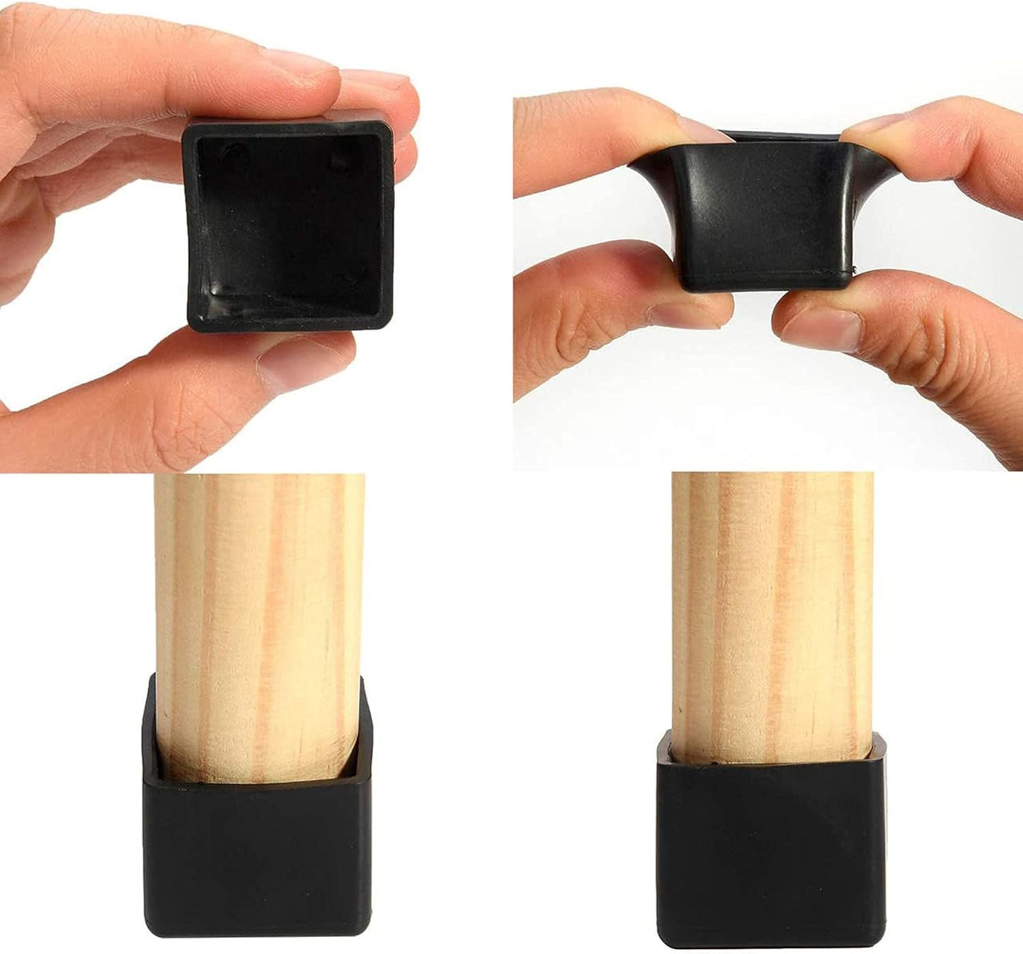 Still Awake 16 Pcs Black Square Anti-Slip Rubber Leg Tips Chair Leg Caps Furniture Floor Protectors Chair Table Bar Stool Leg Covers Furniture Leg Cube Feet 1 Inch x 1 Inch (25 x 25mm)