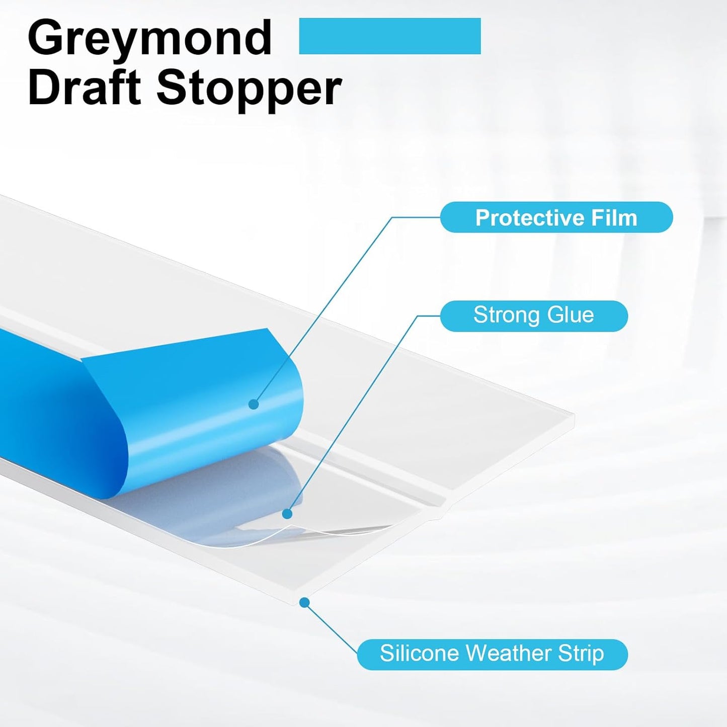 Weather Stripping Door Seal, Silicone Strip for Frame and Gaps Draft Stopper,Glass Shower Door Sweep, Clear, 20 Feet x 3 Inch