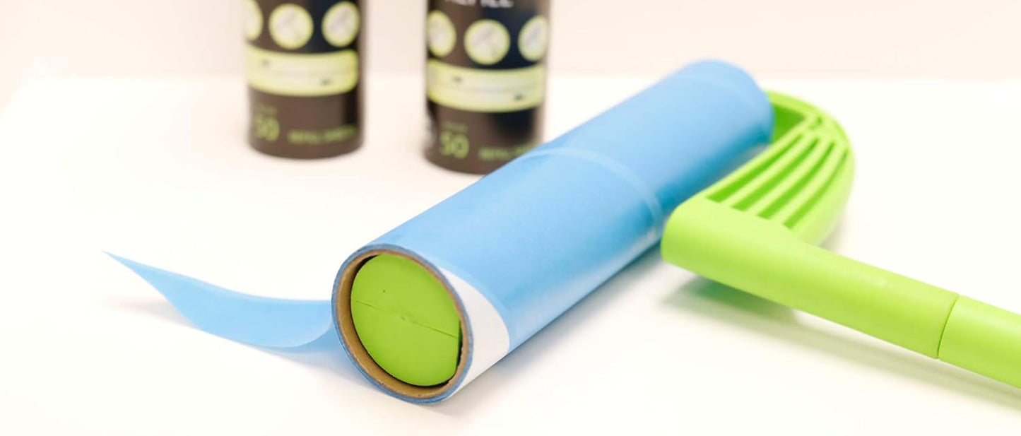 Leo 10-Inch Wide Lint Roller Refills, 3 Rolls with 50 Sheets Each (150 Sheets Total), Extra Sticky Pet Hair Remover for Carpet & Furniture