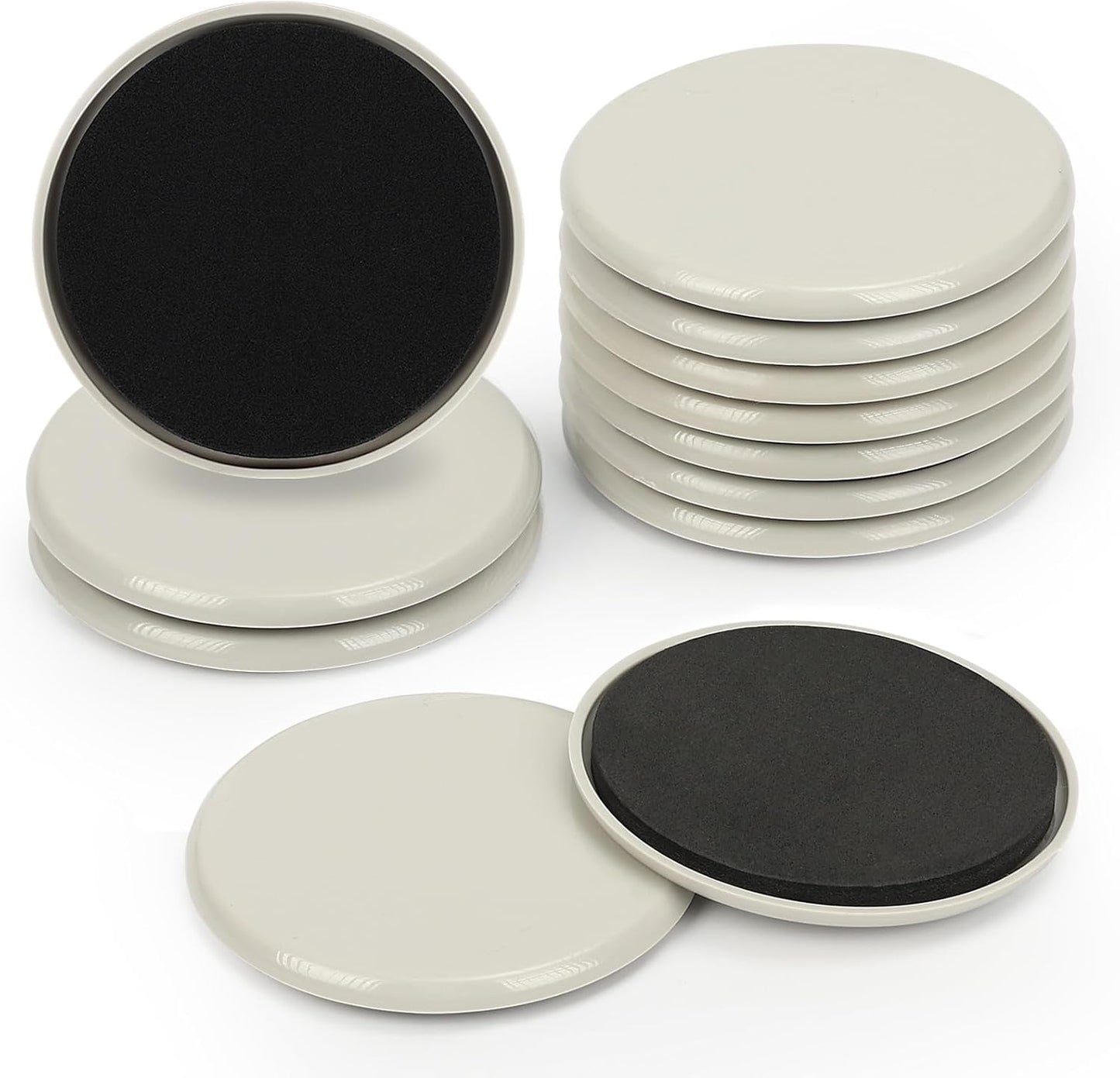 3-1/2 inches Furniture Sliders, 12pcs Furniture Glides for Easy Moving on Carpet Hardwood (Beige)