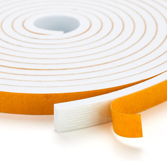33 Feet Weather Stripping Door Seal, 1/2" Wide X 1/16" Thick Door Seal Strip High Density Foam Tape Adhesive Strip for Door Soundproofing,Window Insulation (1/2" x 1/16" x 33FT,White)