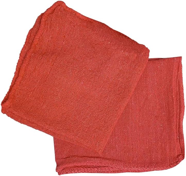 Shop Towels (Red, 200-Pack) - Bulk Cleaning Towel in a Bag, Mechanic Cotton Wipes for Car Maintenance, Auto Mechanics & Garage, Wipe Grease & Oil, Machine Wash & Reusable