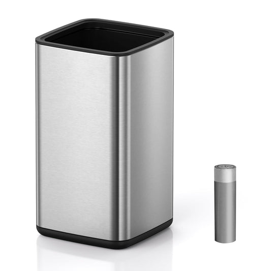 Mbillion 4 Gal/15L Open top Trash Can with Removable Inner Bucket Small Waste Basket, Metal Trash Can for Bathroom Office,Stainless Steel