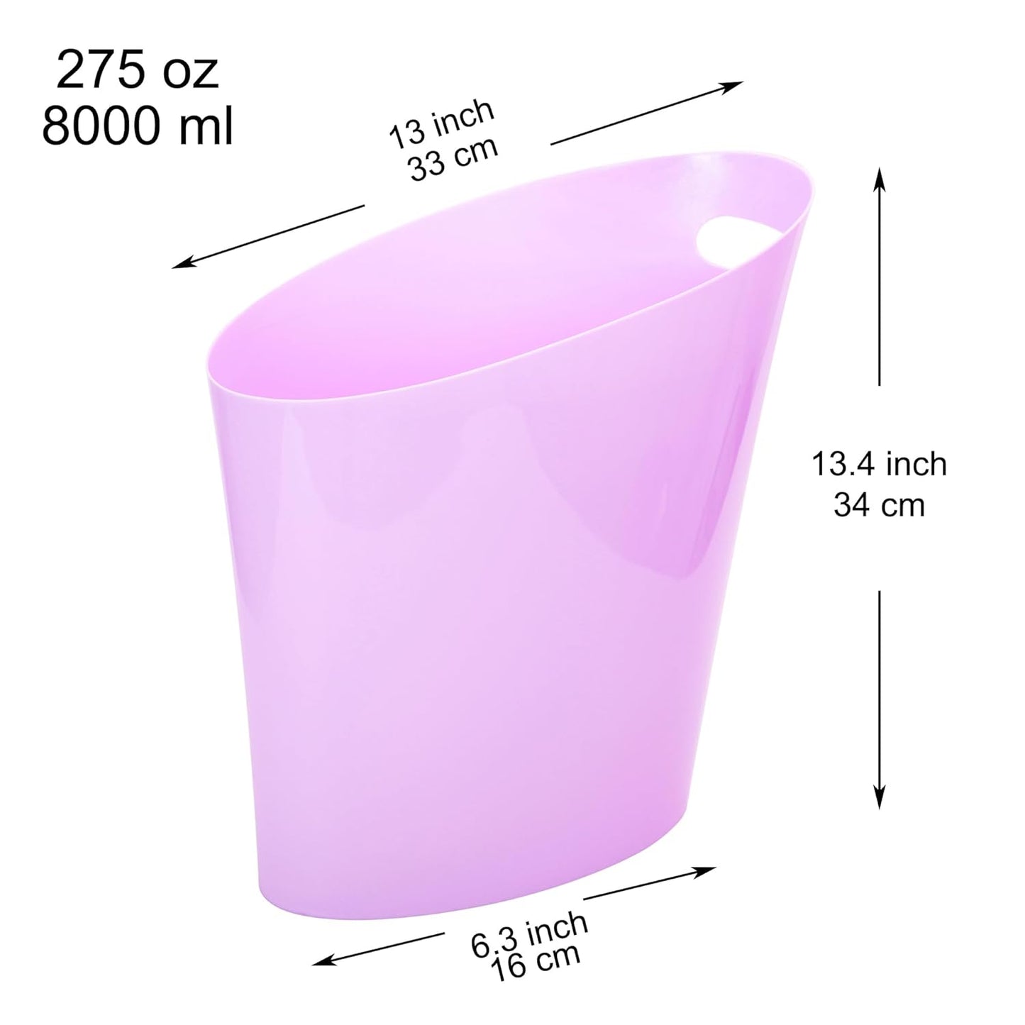 Youngever 2 Gallon Slim Trash Can, Plastic Garbage Container Bin, Small Trash Bin with Handles for Home Office, Living Room, Study Room, Kitchen, Bathroom (2 Pack) (Purple)