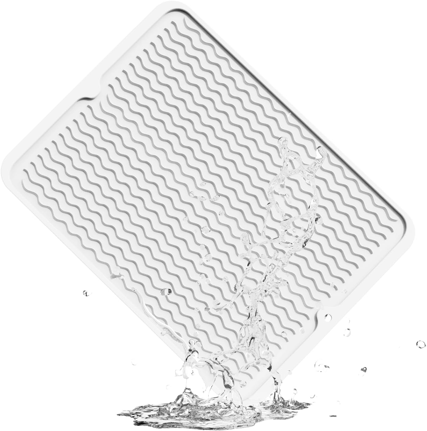 ZLR Silicone Dish Drying Mat for Kitchen Counter, Eco-Friendly Fast Dry Dish Mat, Easy Clean Multi Usage Drying Matt, Heat Resistant Trivet, 16" x 12" Large, Milk White