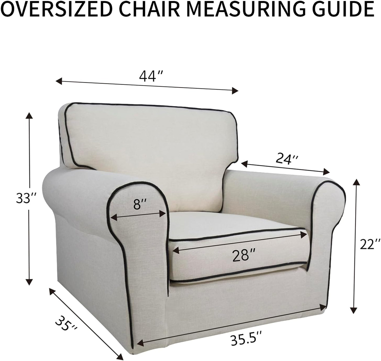 PureFit Reversible Quilted Sofa Cover, Water Resistant Slipcover Furniture Protector, Washable Couch Cover with Non Slip and Elastic Straps for Kids, Dogs, Pets (Oversized Chair, Light Gray/Ivory)