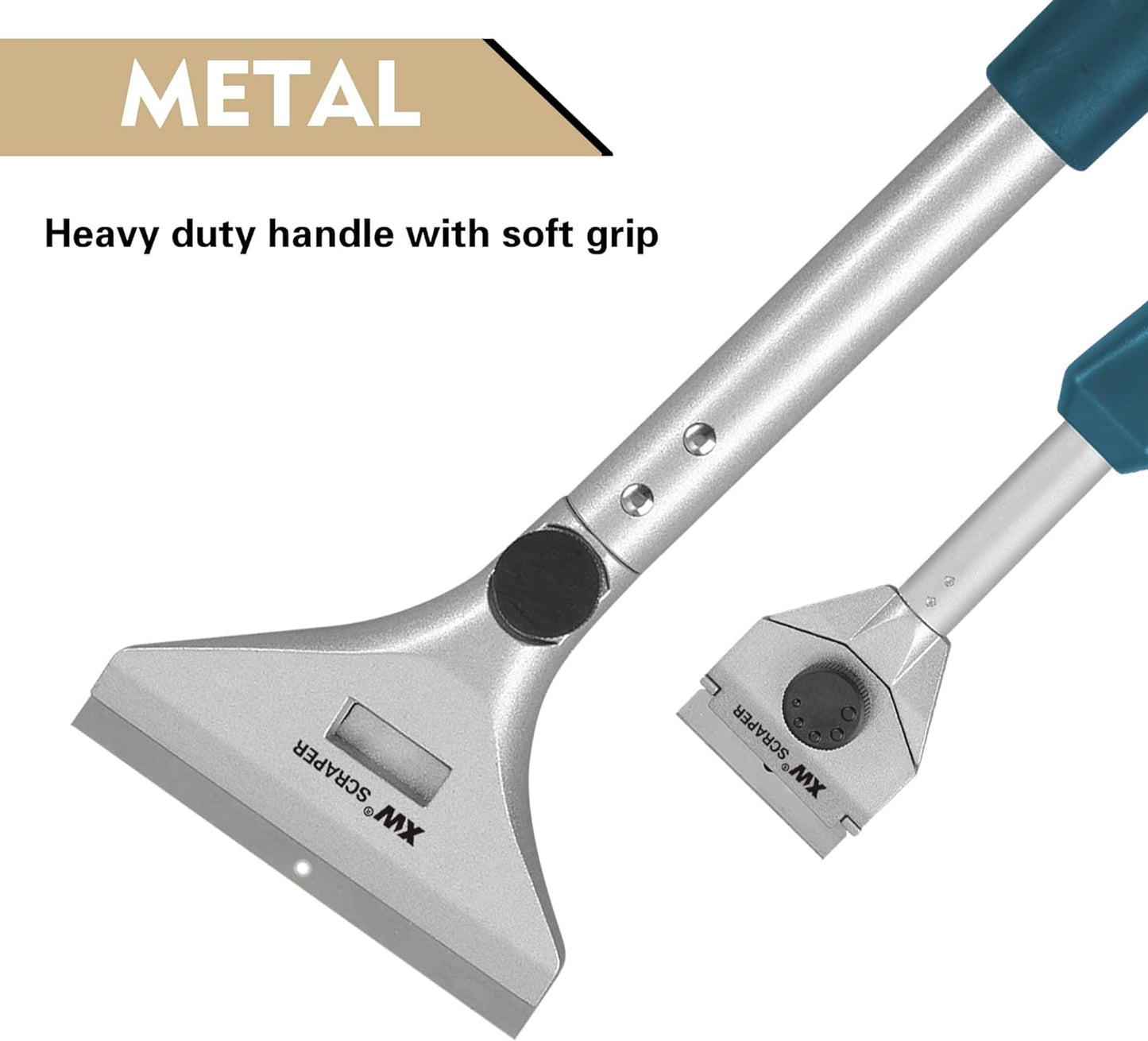 XW Razor Blade Paint Scraper Set, Heavy Duty Putty Knife with Quick Blade Change, Extra 20 PCS Blades Included, 2-Pack