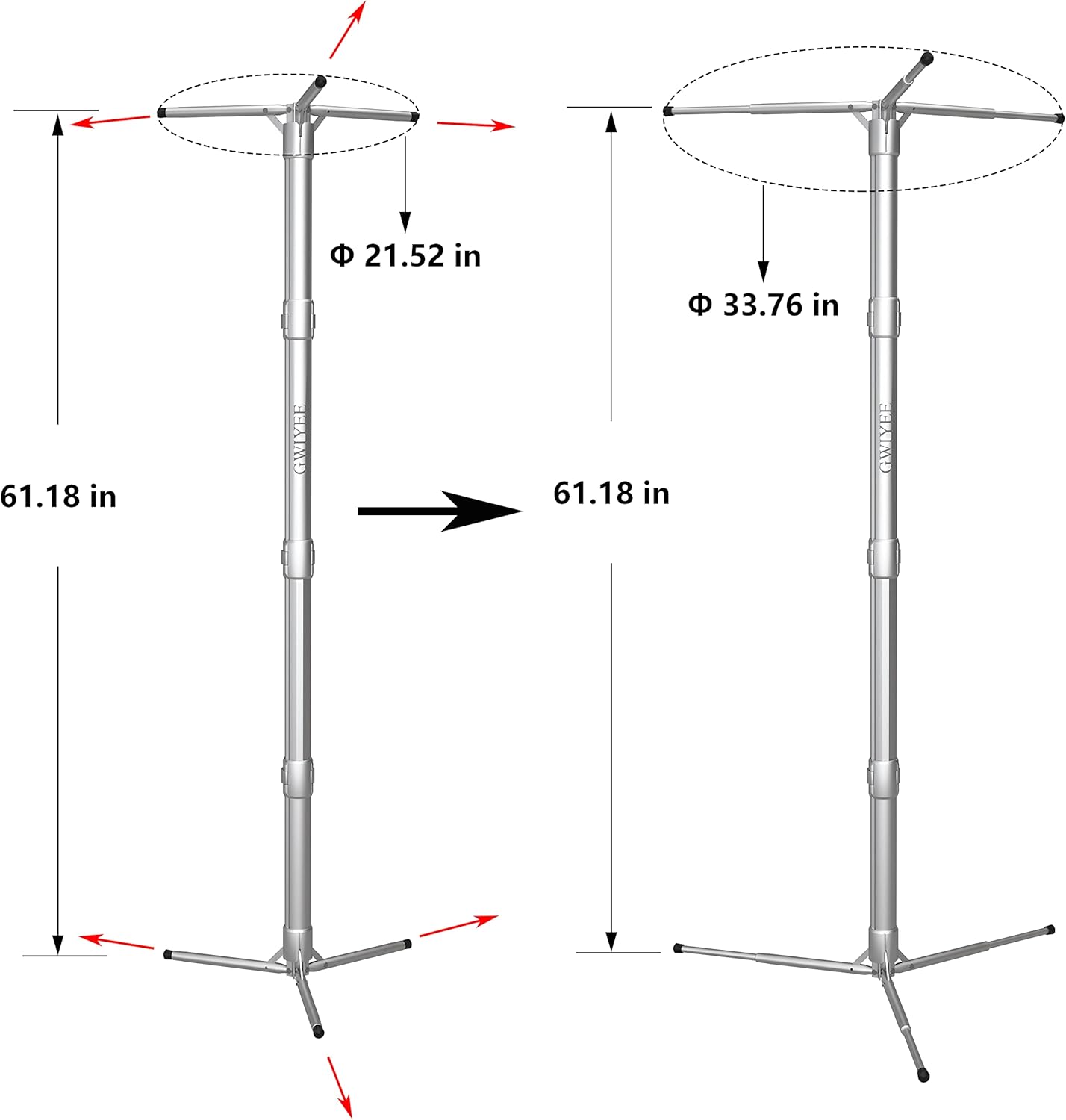 Aluminum Collapsible Clothing Rack, Porbatle Clothes Drying Rack, Laundry Drying Rack, Foldable Clothes Rack