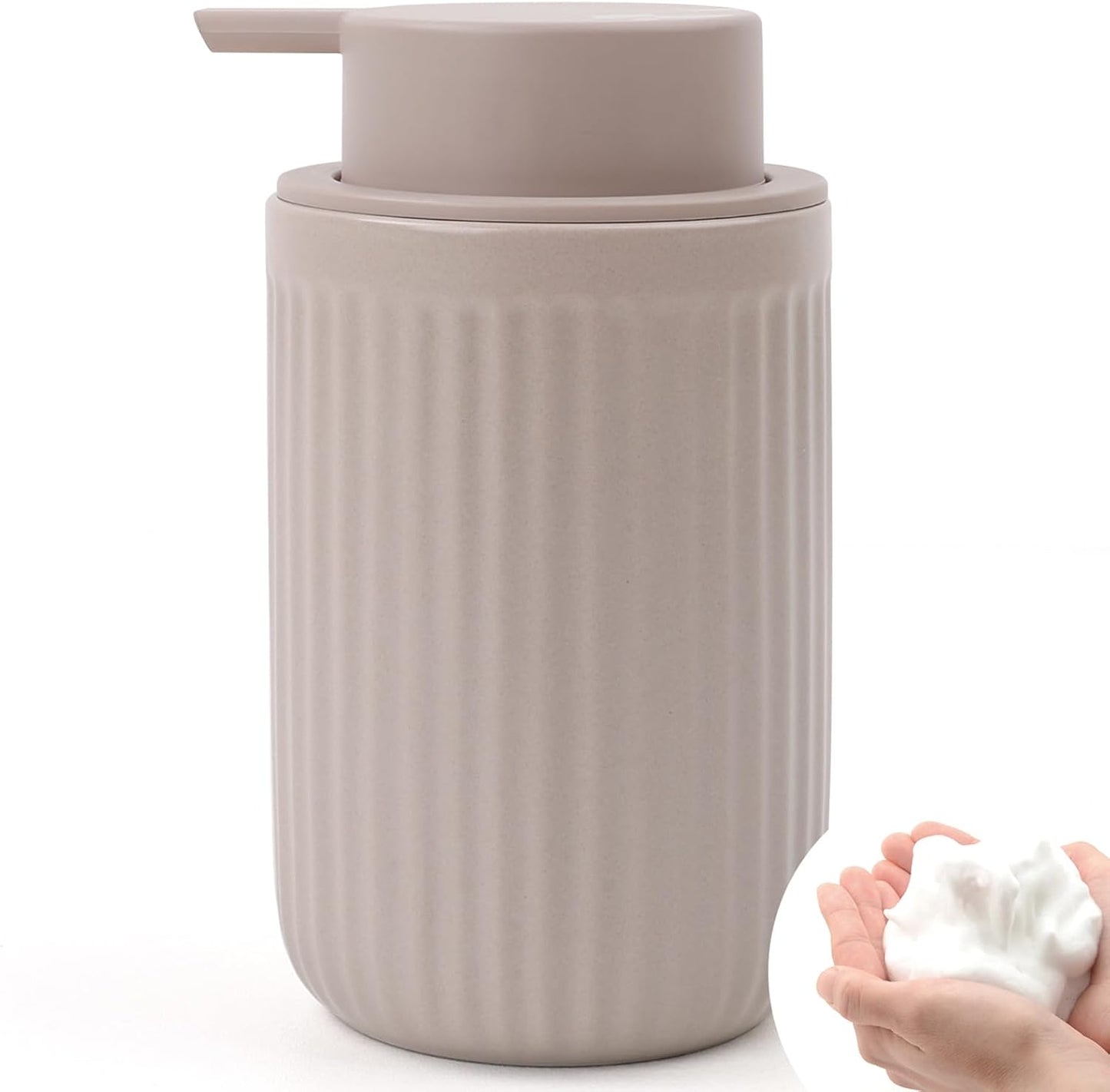 BosilunLife Foam Hand Soap Dispenser - Ceramic Foaming Soap Dispenser for Bathroom 12oz Refillable Liquid Lotion Soap Dispenser with Rust-Proof Foaming Pump for Countertop