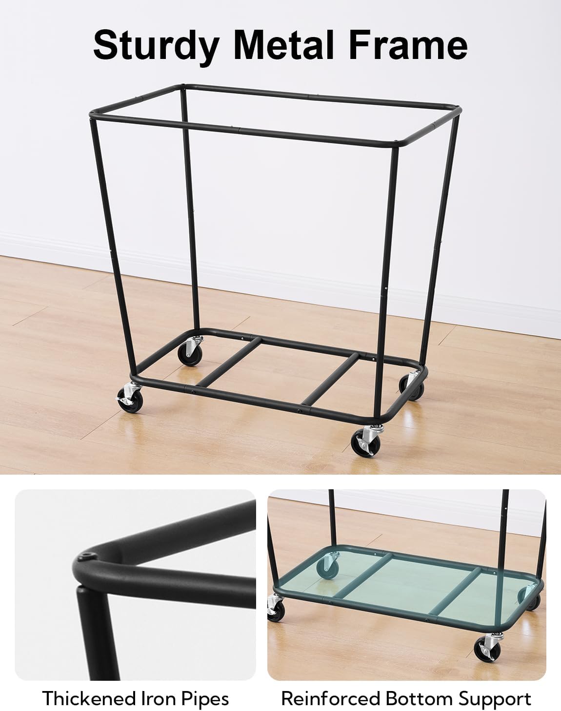 StorageWorks 320L Laundry Basket with Wheels, Extra Large Rolling Hampers for Clothing Organizer, Dirty Clothes Basket for Hote, Home, Closet, Dorm, Black