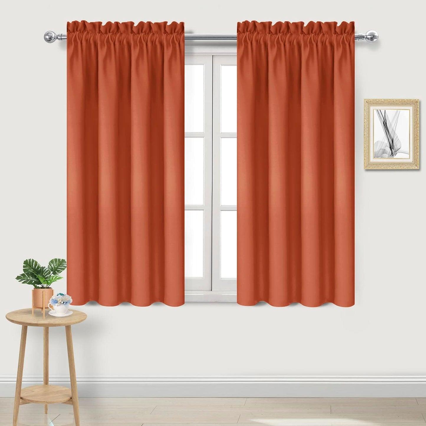 DWCN Blackout Curtains Thermal Insulated, Energy Saving & Noise Reducing Bedroom and Living Room Curtains, Burnt Ochre, W 42x L 54 Inch, Set of 2 Rod Pocket Curtain Panels
