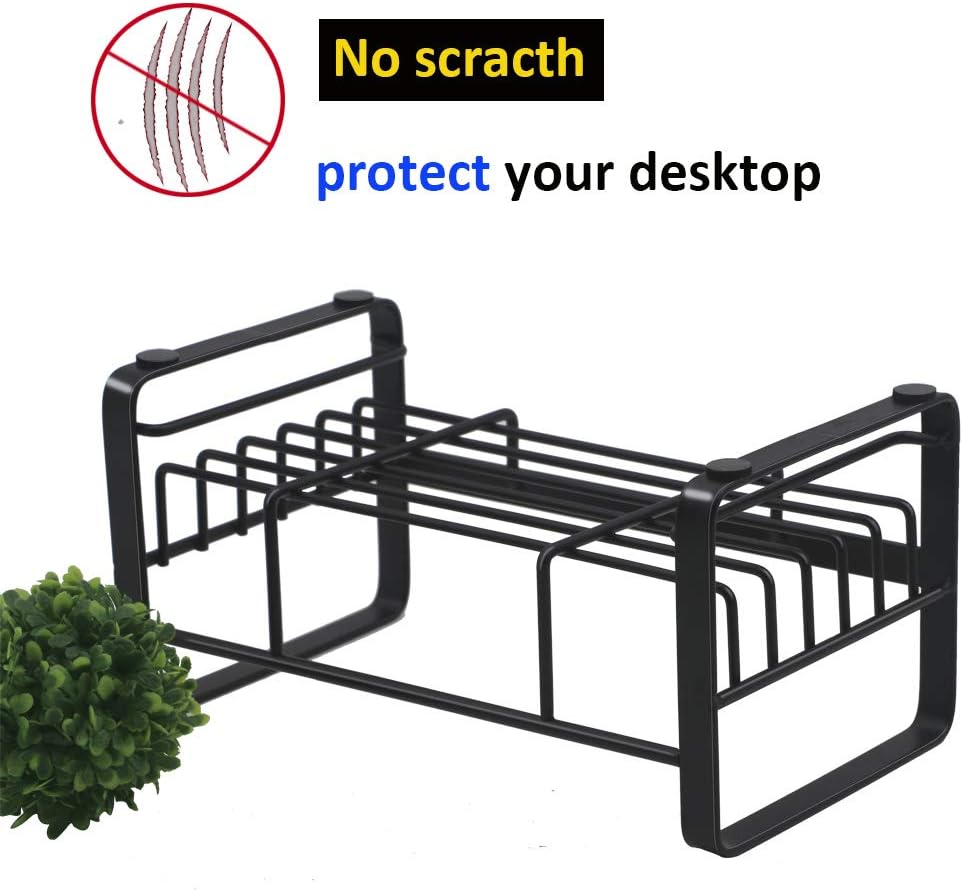 Sponge Holder with Drain Pan - Kitchen Sink Organizer - Sink Caddy Holder - Sink Tray - Soap Holder - Stainless Steel (Black)