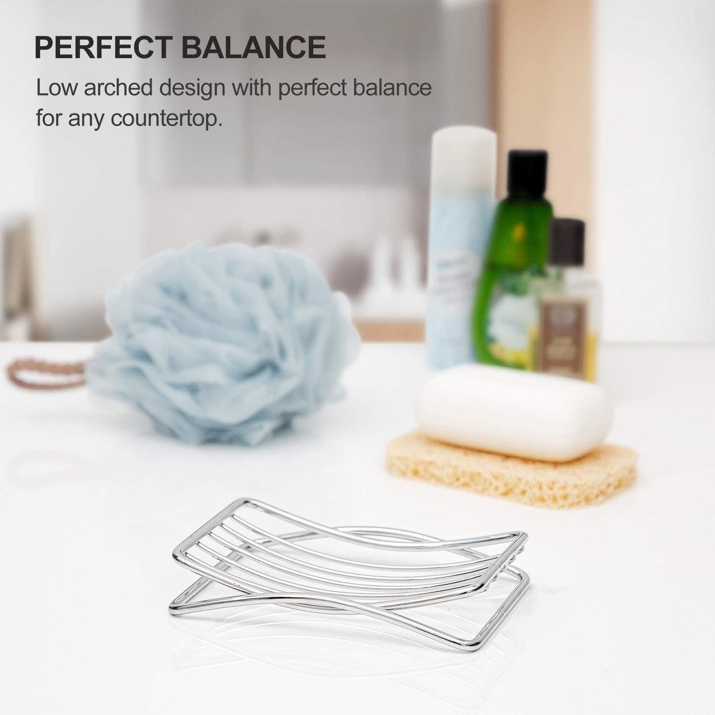 Soap Dish Stainless Steel Bar Soap Holder for Shower Bathroom, Self-draining Soap Dishes Sponge Holder for Kitchen Sink, Easy Cleaning Quick Dry with White Soap Saver