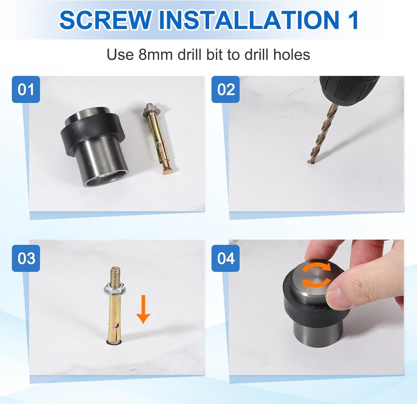 PATIKIL 2Set Round Door Stoppers, 80mm Stainless Steel Door Stop Doorstop Wedge Metal Cylinder Self Adhesive with Screw for Bottom of Door Floor Inside, Copper Tone