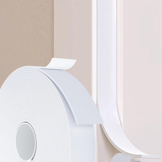 Weather Stripping Door Seal White,Self Adhesive Foam Tape High Density Foam Sealing Strip,Air Conditioner Window Seal,Soundproof Tape Roll(1" W X 1/13" T X 33' L)