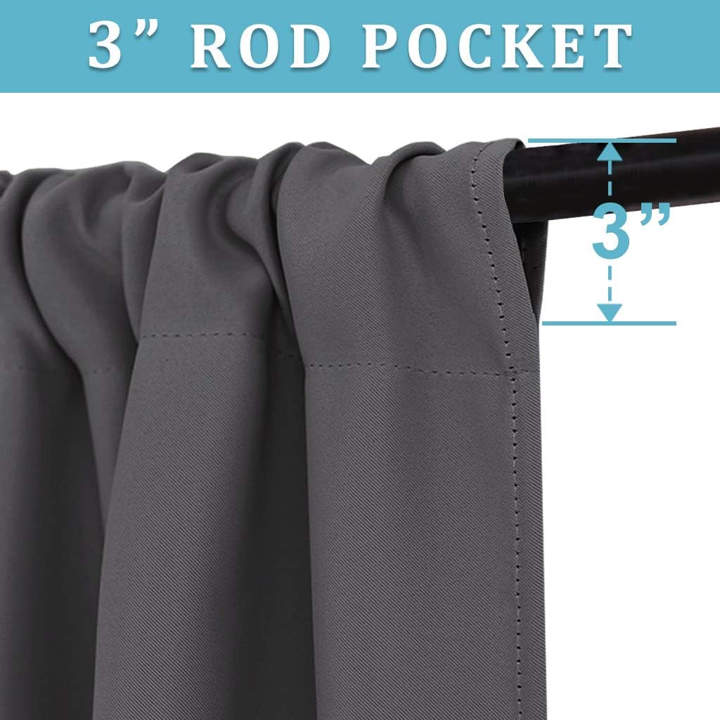 RYB HOME Blackout Curtains for Living Room, Large Window Shades for Bay Window Dining Parlor Bedroom Patio Door, Wide 34 x Long 80 inches, Grey, 2 Panels