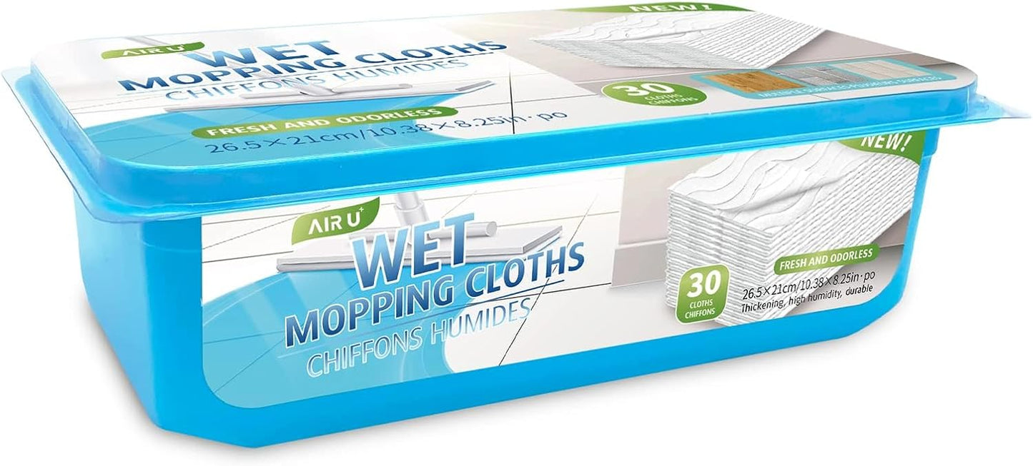 AIR U+ Wet Pads Refill for Swiffer Sweeper Wet Mopping Cloth, Unscented Disposable Floor Cleaning Wipes, 30 Count
