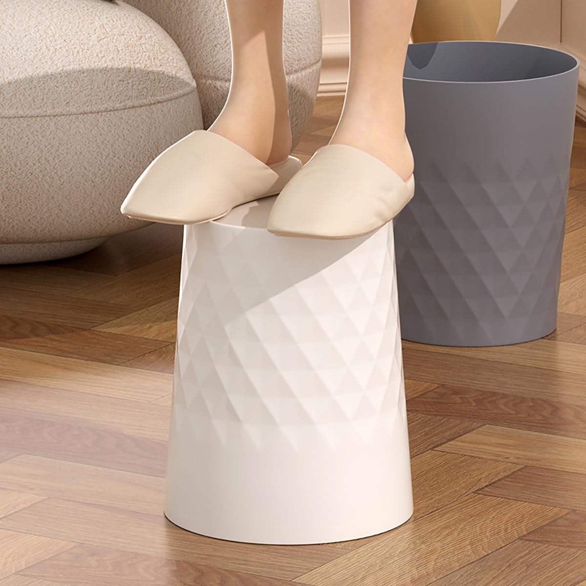 Small Bathroom Trash Can 2 Pack 1.8 Gallon Garbage Can Waste Basket Recycling Bin for Dorms Bedrooms Offices Kitchens, Black White