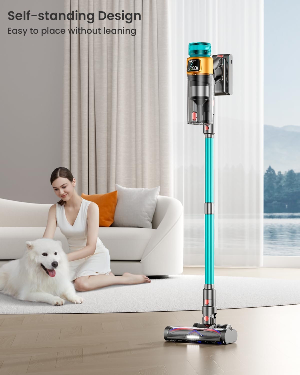 Cordless Vacuum Cleaner, 580W 48KPA 70Mins Vacuum Cleaners for Home, Stick Vacuum with Charging Dock Station, Anti-Tangle Wireless Vacumm, Rechargeable Cordless Vacuum for Pet Hair/Carpet/Hard Floor