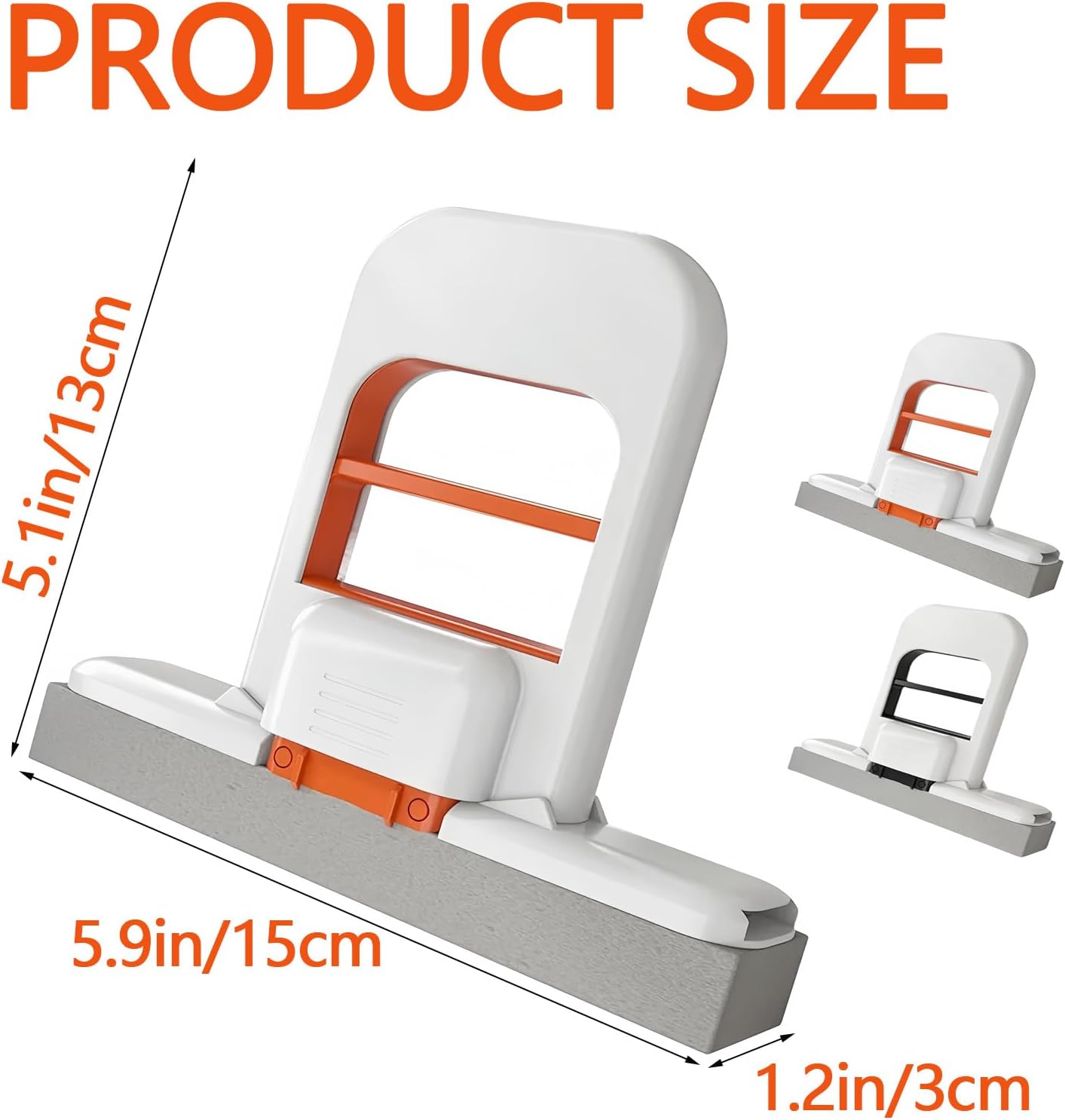 Mini Foldable Desktop Mop, Portable Cleaning Sponge Mop Self-Squeeze Sponge Cleaning Tool for Wet Dry Use on Kitchen Countertops Glass Bathroom Car (2 Pcs Orange)