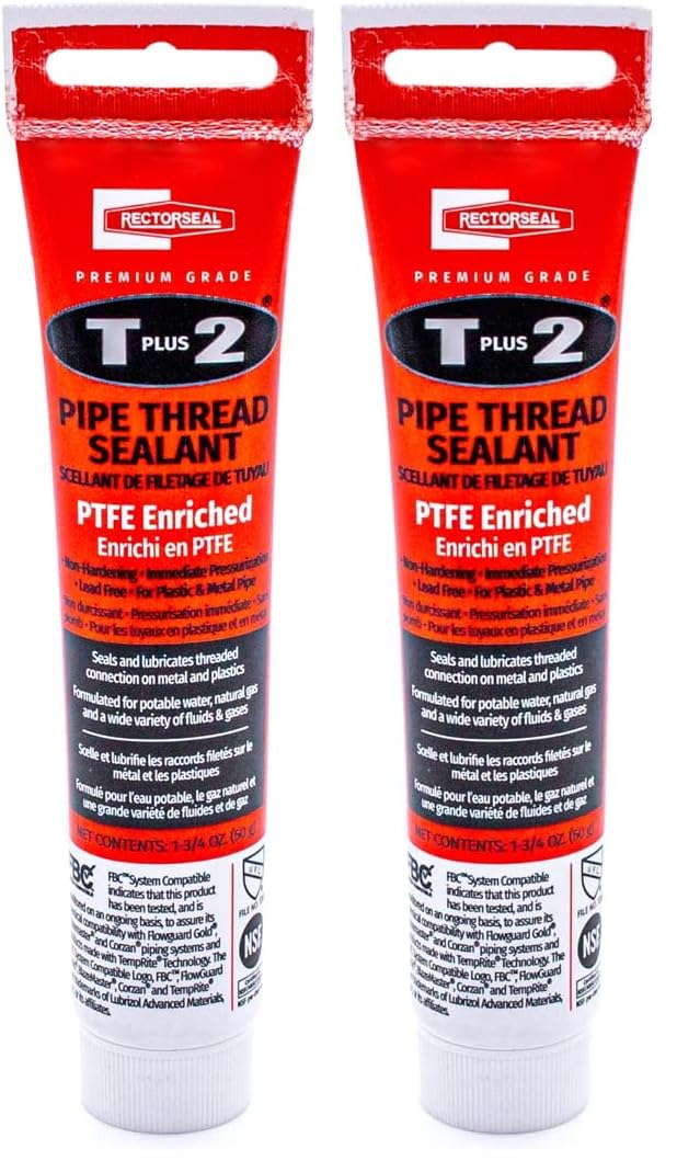 Rectorseal 23710 1-3/4-Ounce Tube T Plus Pipe Thread Sealant, White (Pack of 2)