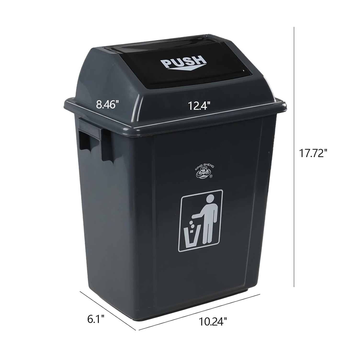 Morcte 6 Gallon Small Kitchen Trash Can with Swing Top, 4 Pack Plastic Waste Basket with Swing Lid, Gray