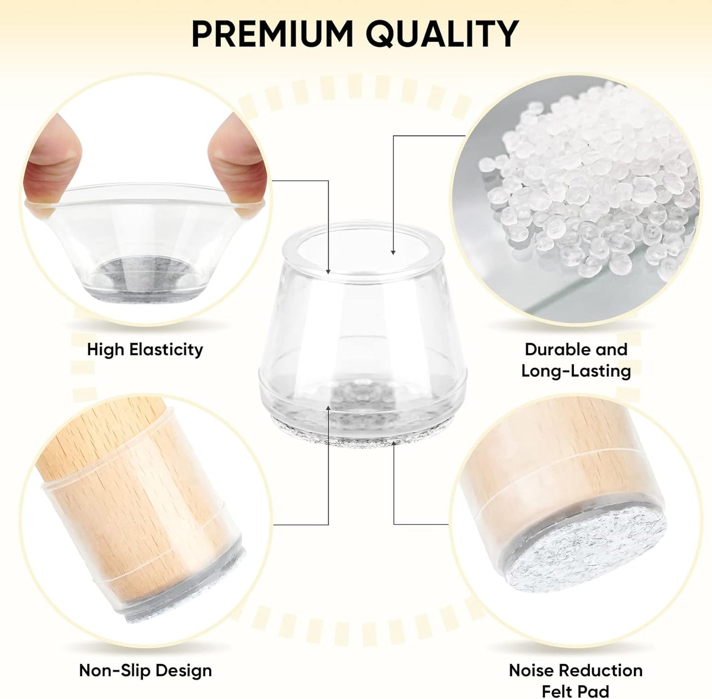 BALEINE 32 Pack Silicone Chair Leg Floor Protectors, Stool Leg Protectors Cap, Non-Slip Chair Leg Caps for Hardwood Floors (Clear, X-Large, 32 Pack)