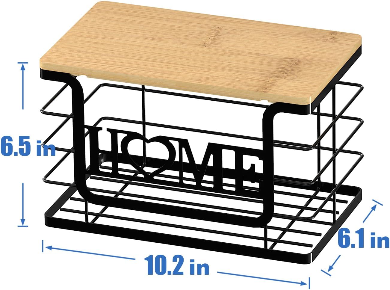 Trash Bag Holder, Thipoten Trash Bags Dispenser with Bamboo Top, Suitable for Garbage Bags Purchased Online or Supermarket, Perfect Storage Organizers for Cabinet, Under Sink (Black, Large)