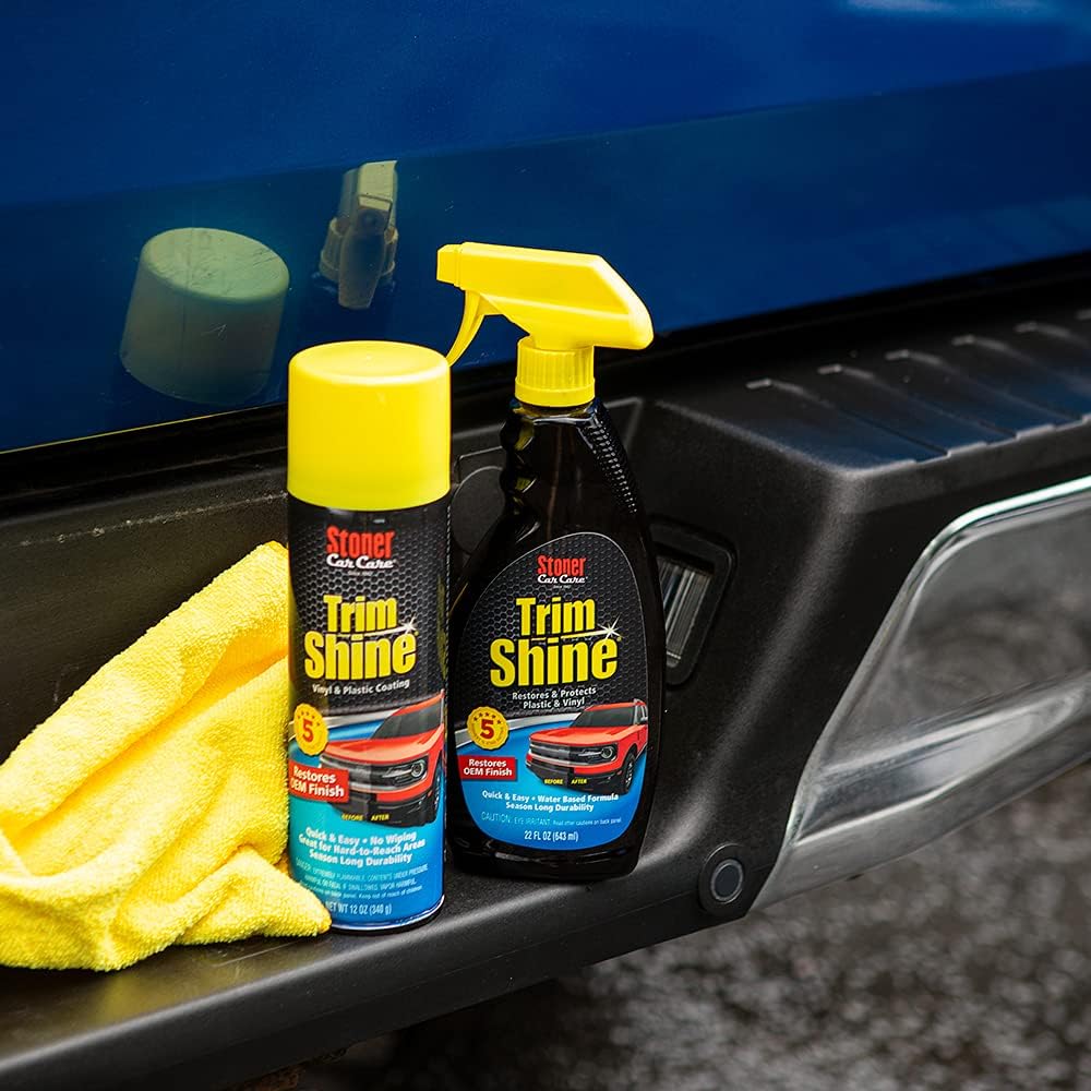 Stoner Car Care 91034-3PK Trim Shine – Vinyl and Plastic Protectant for Interior and Exterior Detailing, Restores OEM Color, Adds Shine, UV and Water Protection – 12 oz (Pack of 3)