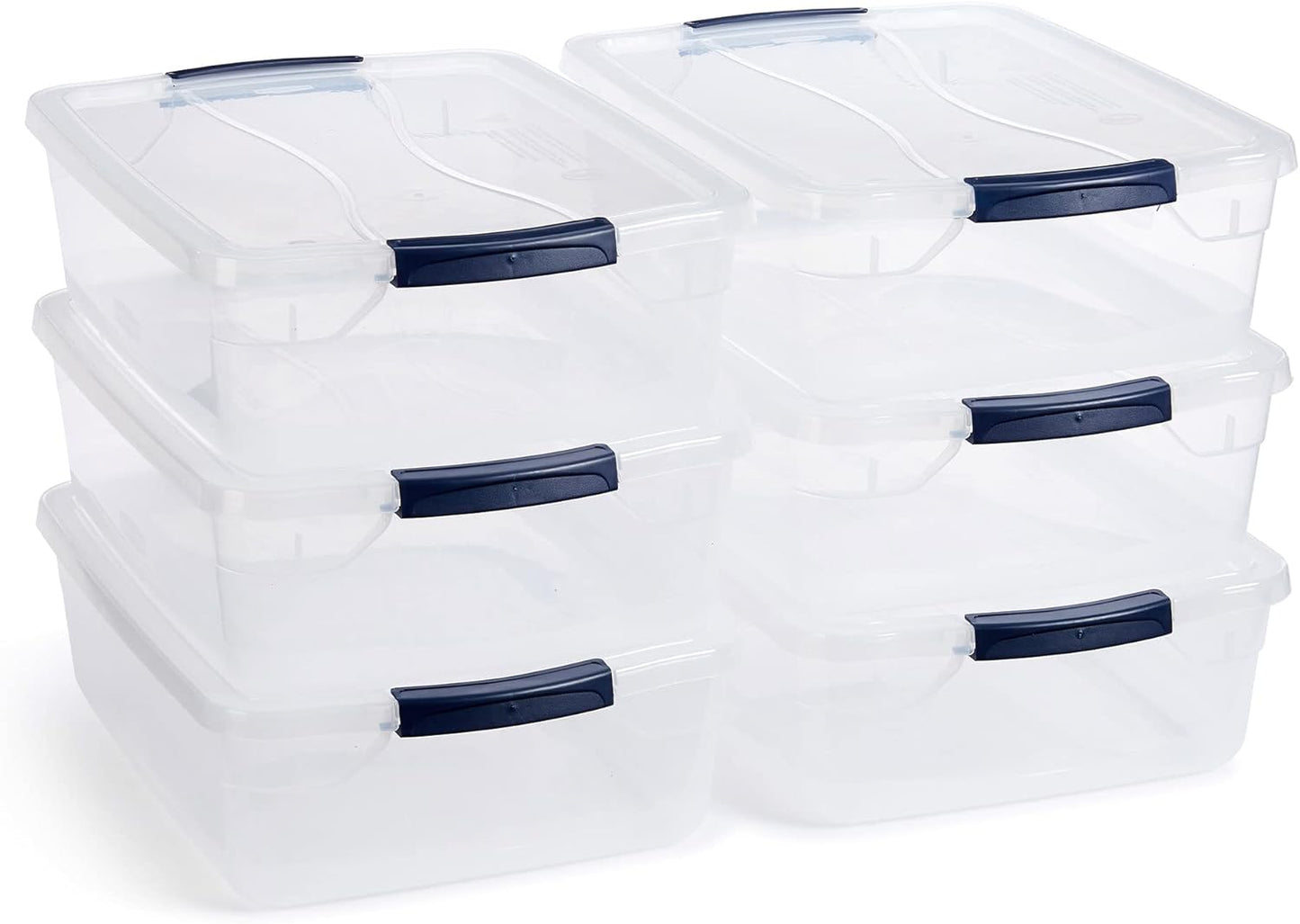Rubbermaid Cleverstore 16 Qt Clear Storage Bins with Lids, 6-Pack, Stackable, BPA-Free, Made in USA