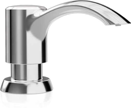SAMODRA Built in Kitchen Sink Soap Dispenser (Chrome) with 12 oz Large PET Lotion Bottle, Refill from Top
