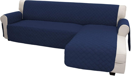 Easy-Going L Shape Sofa Slipcover - Reversible Sectional Couch Cover - Chaise Lounge Cover - Furniture Protector for Pets & Kids (Small, Navy/Navy)