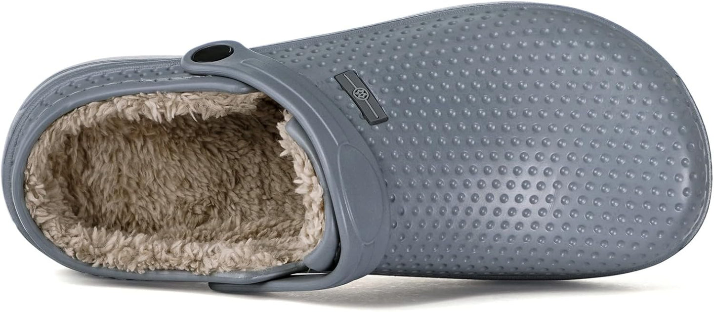 Womens Mens Fur Lined Clogs Waterproof Garden Shoes Winter Warm Fleece Lining Fuzzy House Home Slippers Indoor Outdoor Mules