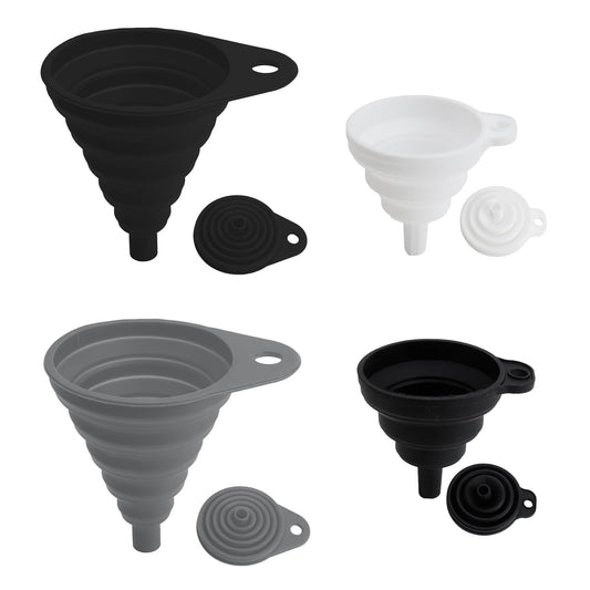 Kitchen Funnel Set, Food Grade Foldable Small and Large Funnel, Silicone Collapsible Funnels, Flexible Funnels for Kitchen Use Filling Bottles Liquid Powder Transfer Kitchen Gadgets Accessories, 4PCS