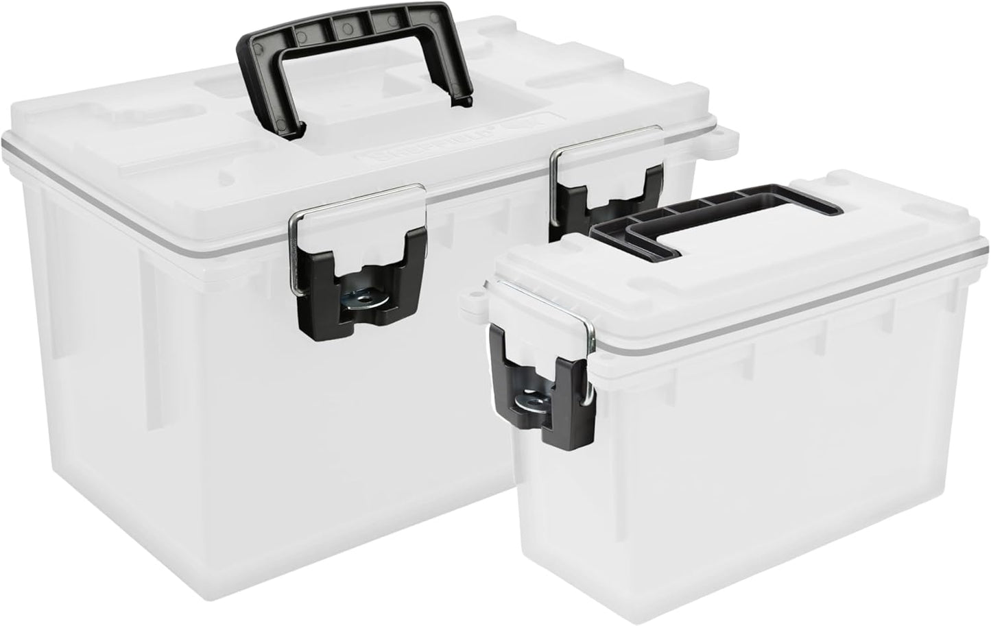 Sheffield 12722 Storage Bins With Lids, 2-Pack Stackable Storage Bins, Made in USA, Lockable and Water-Resistant Containers with Lids, Plastic Containers for Home, Classroom, and Dorm