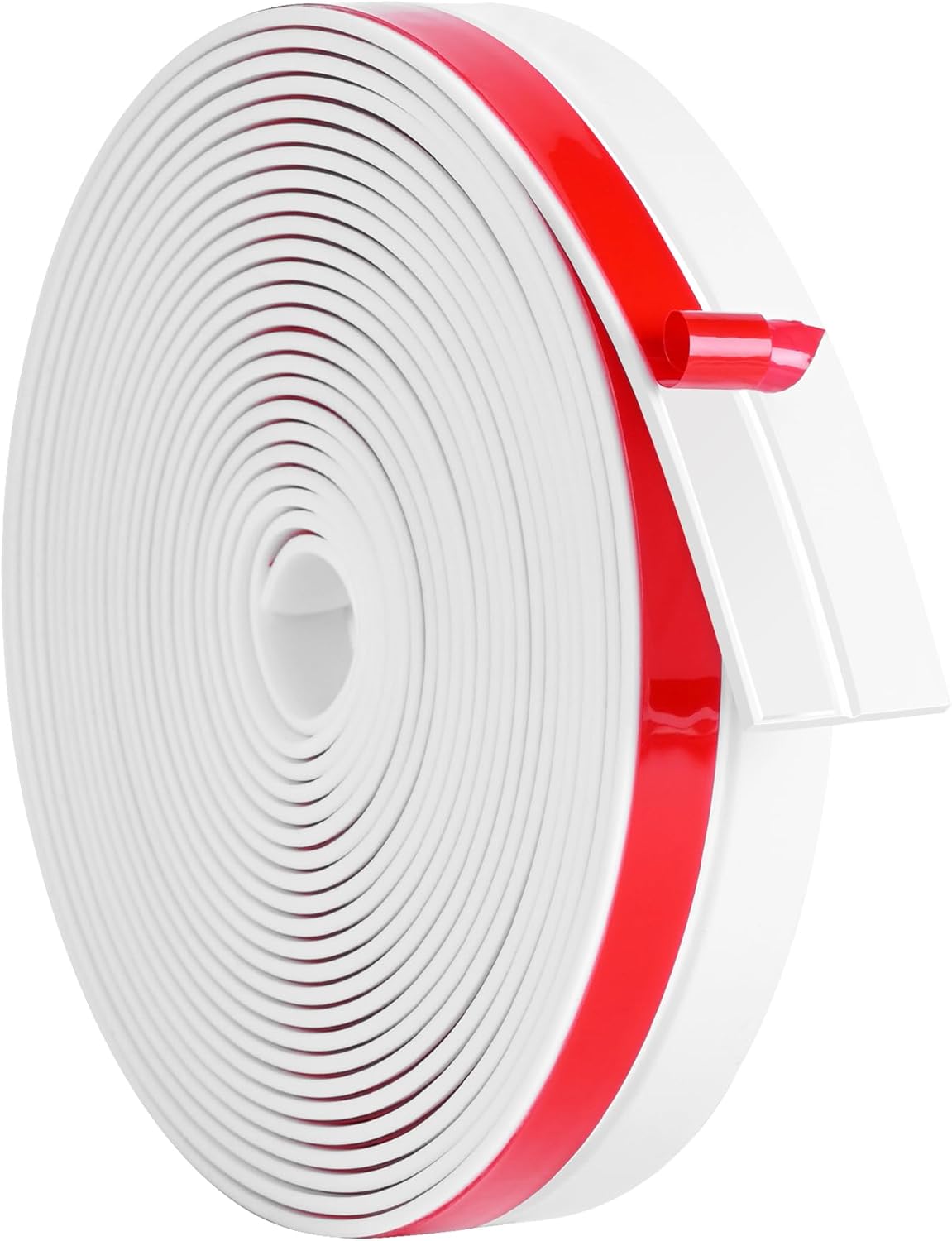 ToLanbbt Weather Stripping Silicone Door Seal Strip 1 in x 20 ft Door Draft Stopper Self Adhesive Door Draft Tape, Side & Bottom Gaps Insulation Strip for Glass Shower Door Sliding Door Window, White
