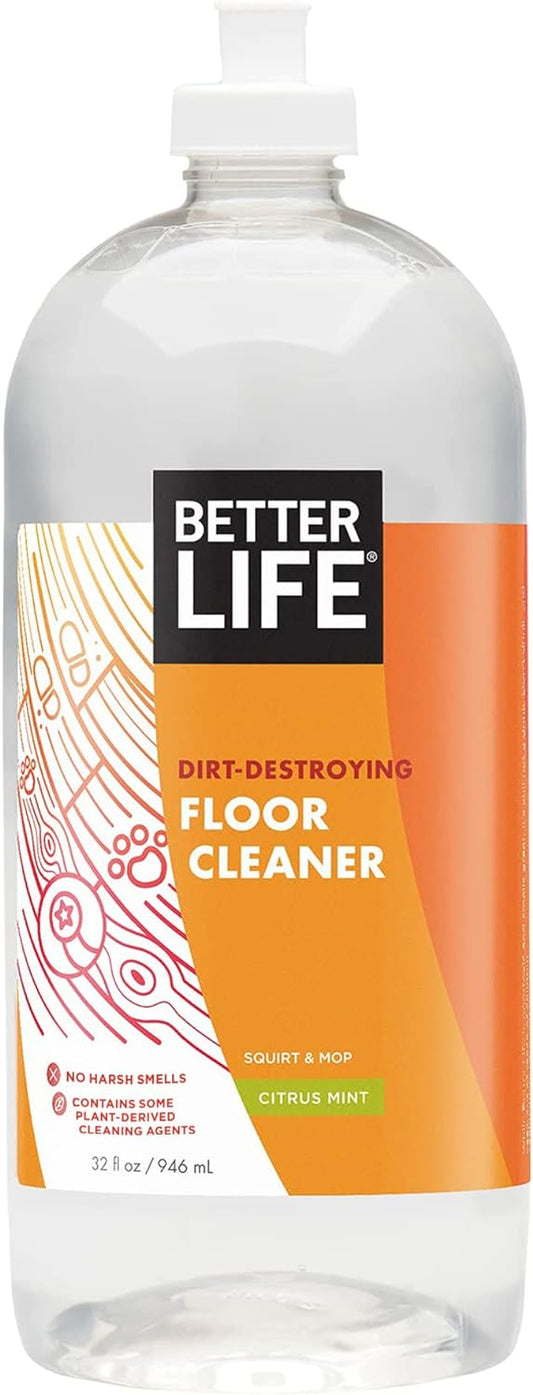 Better Life Floor Cleaner - Liquid Multipurpose Cleaner for Wood, Tile, Laminate, Vinyl, Bamboo - Hardwood Floor Cleaner for Mopping - Citrus Mint 32oz