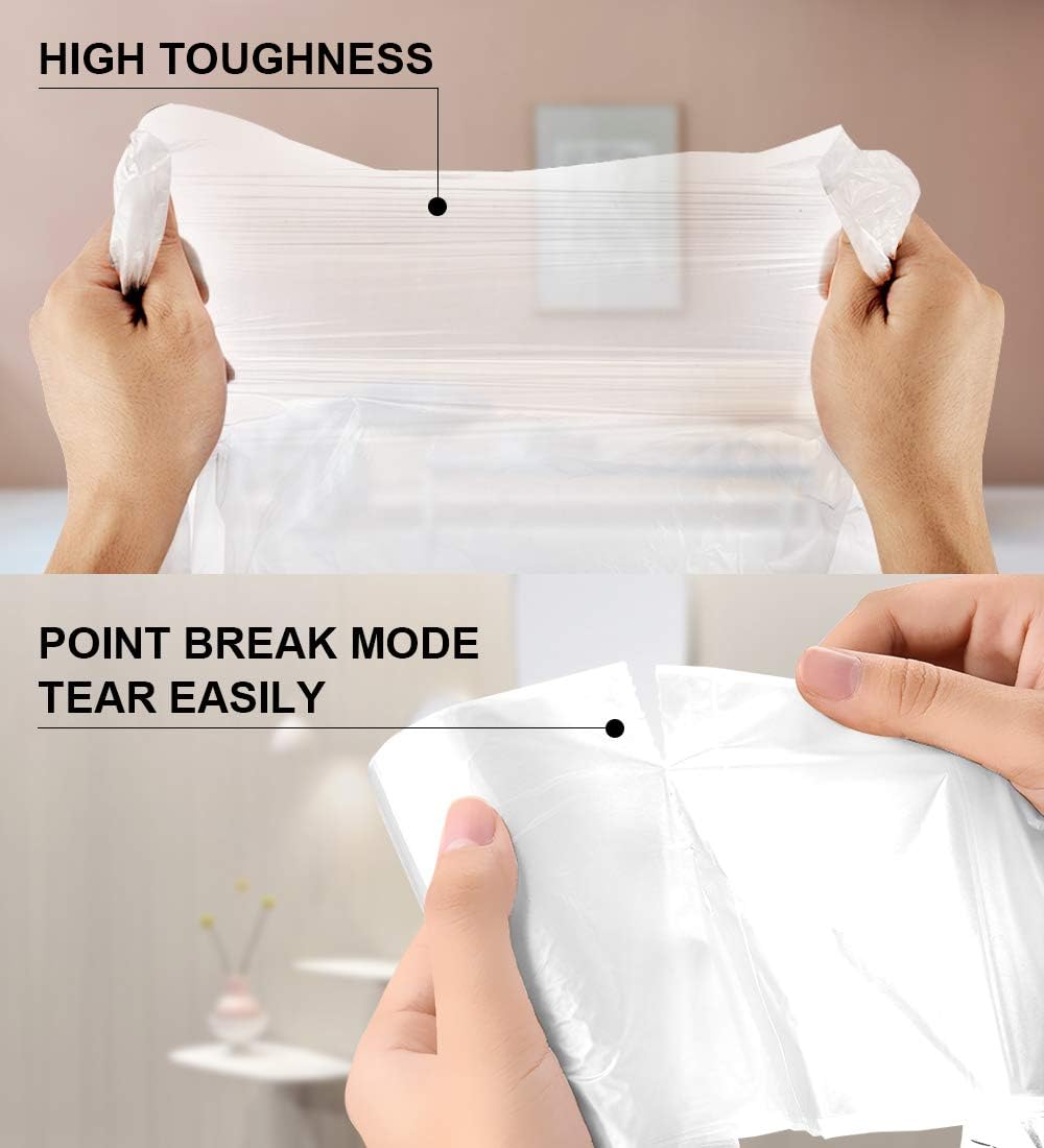 FORID 13 Gallon Trash Bags - Clear Plastic Garbage Bags Medium Tall Trash Can Liners for Kitchen Office Home Waste Bins Unscented One Box with 5 Roll 110 Count 55 Liter - Thick & Durable Trash Bag