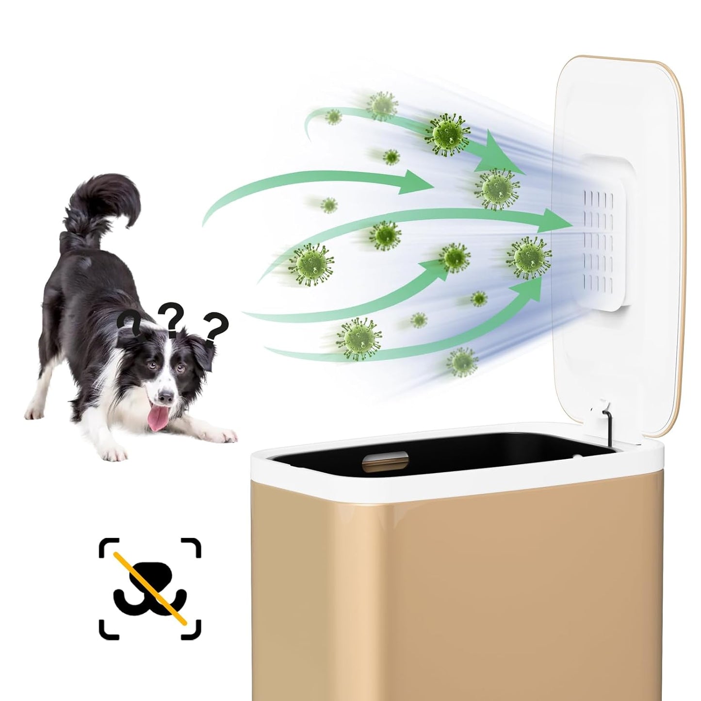 Champagne Gold Bathroom Trash Can with Lid Soft Close,1.6 Gallon Slim Garbage can,Small Metal Step Wastebasket for Office, Bedroom, Toilet, Live Room