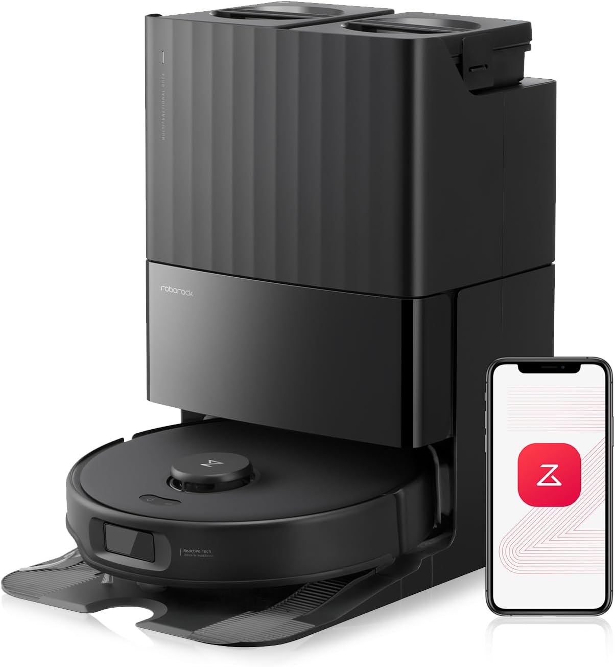 Roborock Qrevo Edge S5A Robot Vacuum and Mop, 18,500Pa, Zero-Tangling, DuoDivide Main Brush, FlexiArm Side Brush, Hot Water Mop Washing & Self-Cleaning, Warm Air Drying, Self-Emptying, Black