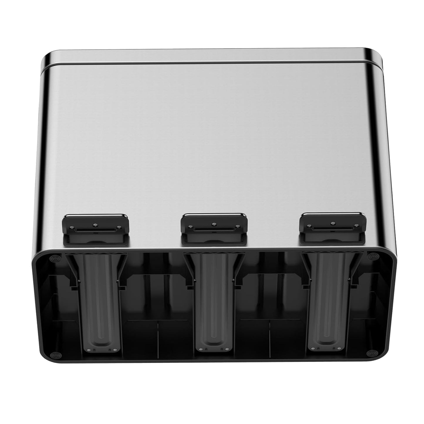 3 x 4 Gal (3 x 15L) Trash Can, Stainless Steel Triple Compartment Step-On Recycling Bin with Soft-Close Lids & Removable Plastic Inner Buckets for Kitchen, Home, Office