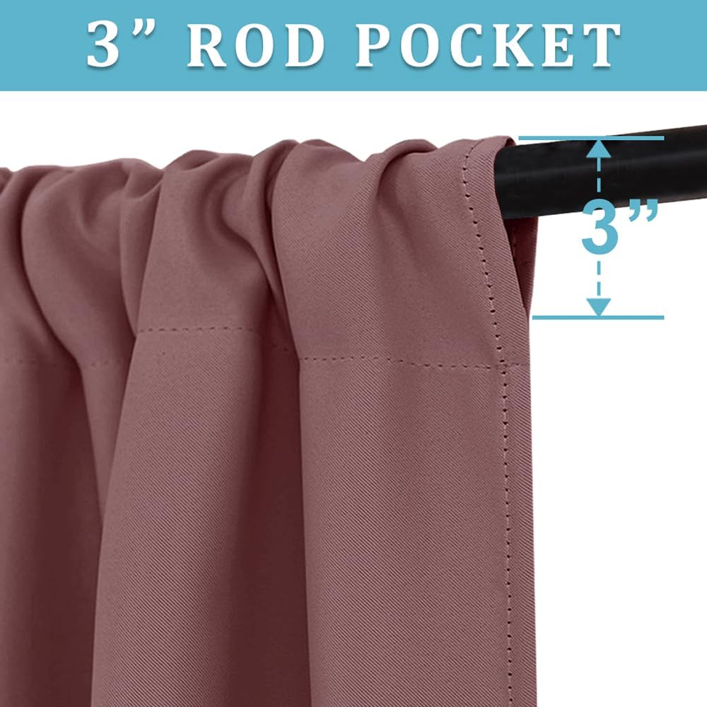 RYB HOME Living Room Curtains Blackout - Light Block Energy Efficiency Small Window Treatment Drapes for Kitchen Dining Patio Sliding Door Farmhouse Decor, W 70 x L 84inch, Dusty Rose, 2 Panels