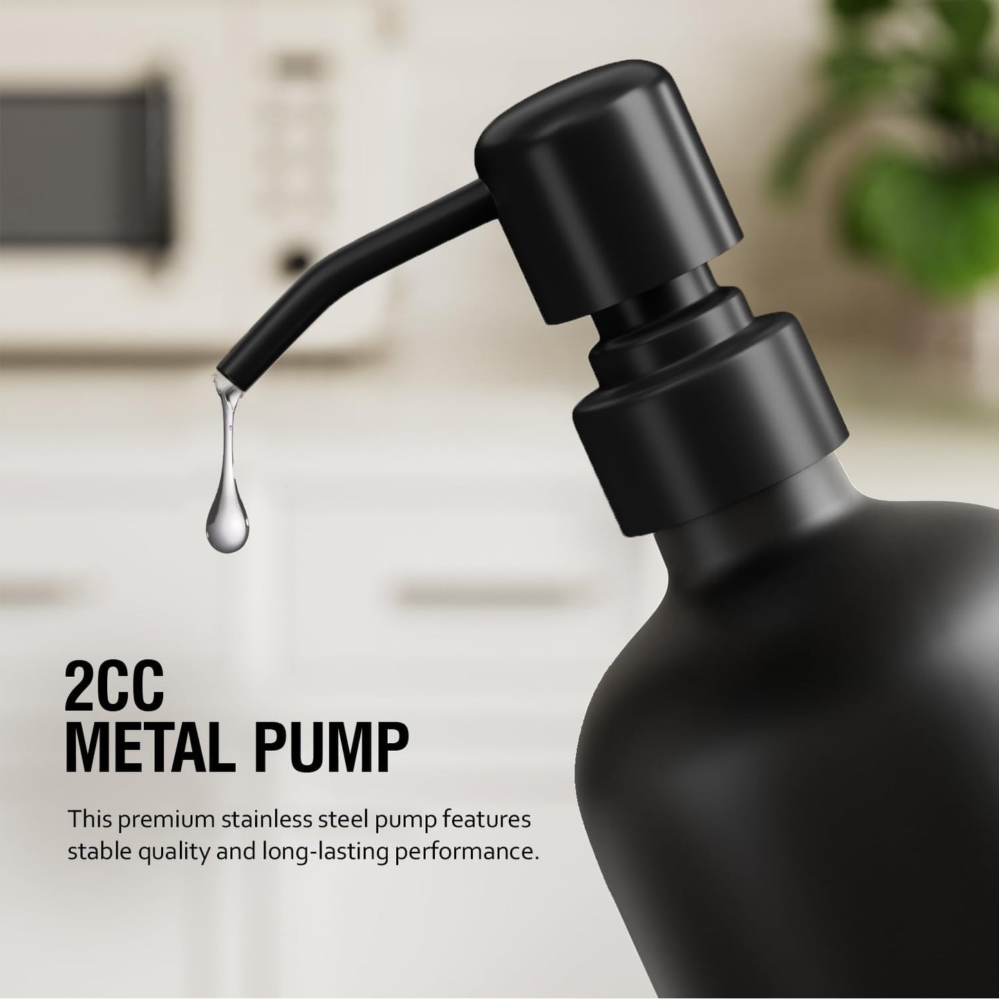 MOMEEMO Black Soap Dispenser Set, Contains Dish and Hand Soap Dispenser, Suitable for Kitchen Decor and Accessories. (Black)