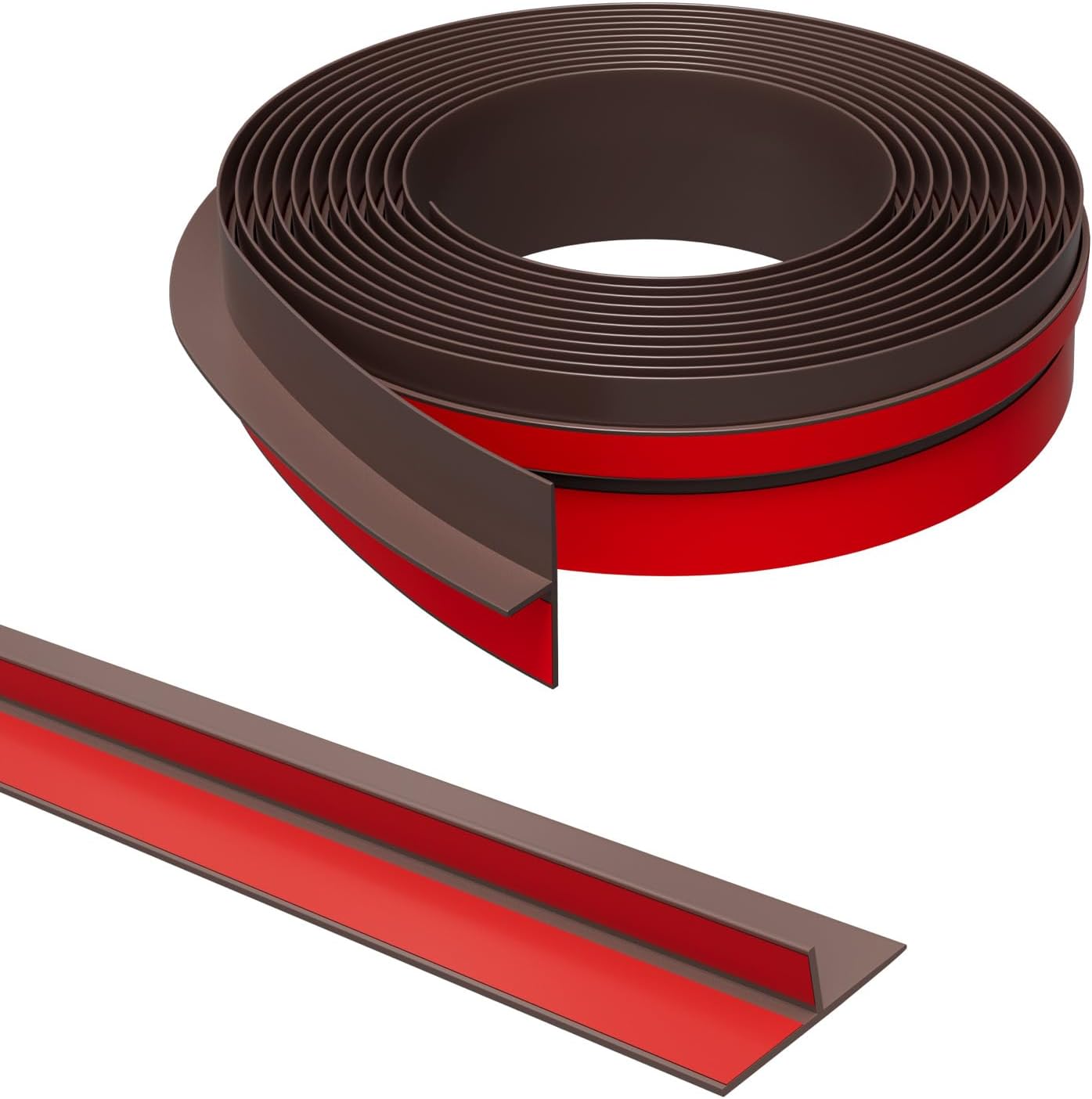 T-Shaped Door Draft Stopper, 1.97 in x 20 Ft Silicone Seal Strip for Windows Gaps, Weather Stripping Seal Strip Shower Sweep, Brown